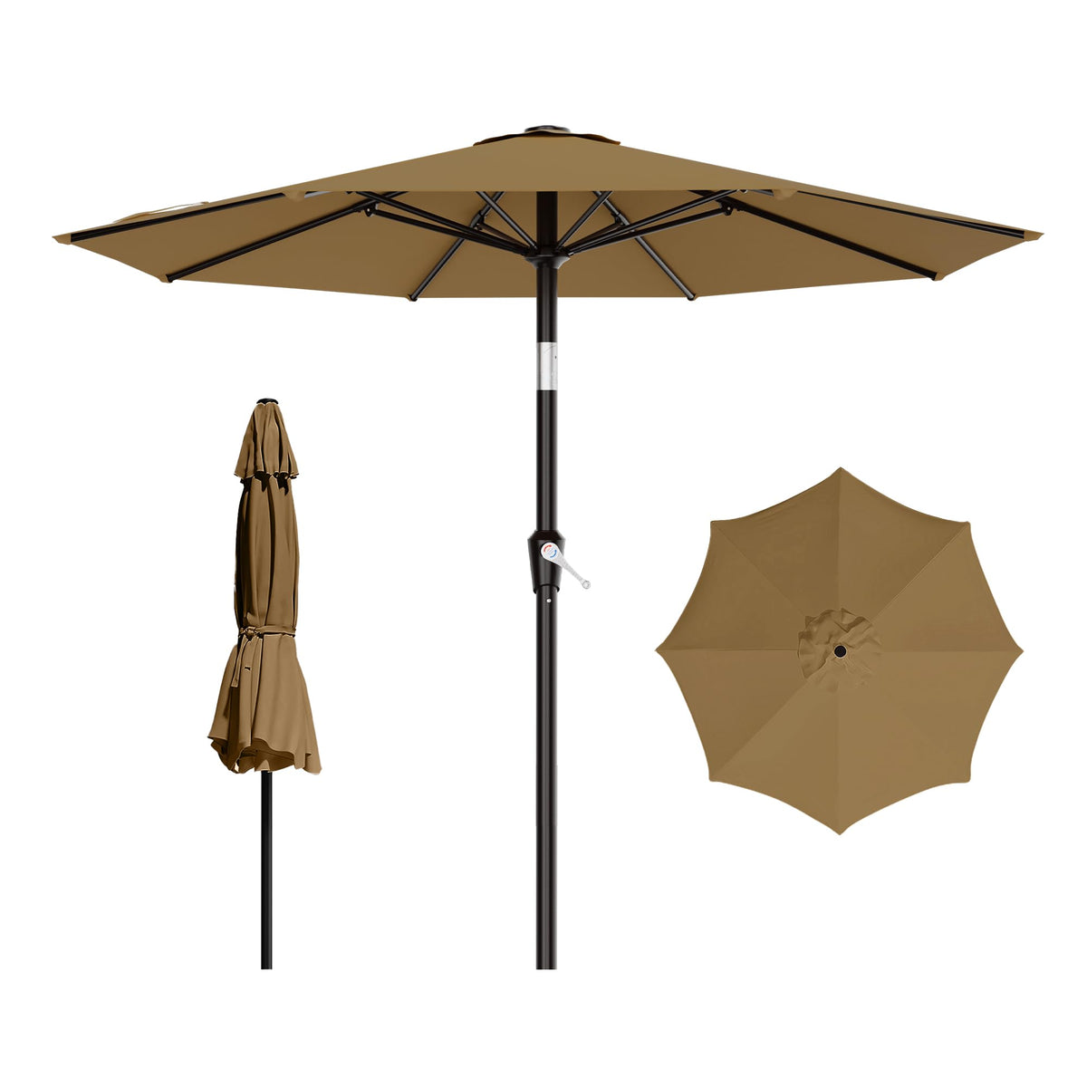 AreShark 9 ft patio umbrella with push-button tilt for adjustable shade.