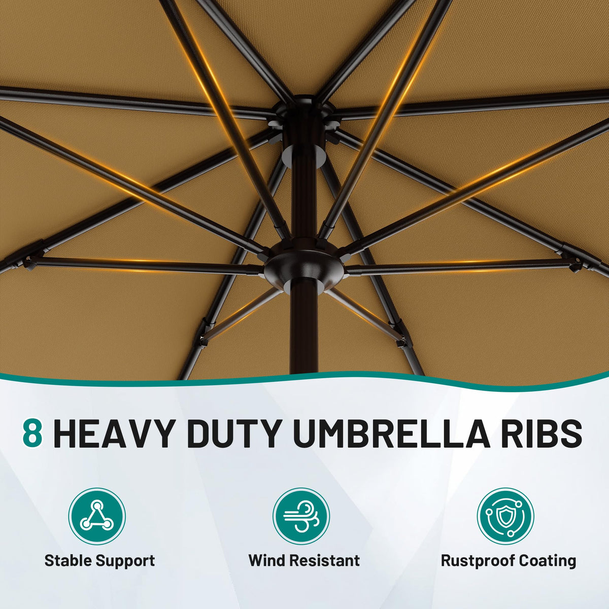 AreShark khaki canopy offers broad sun protection for decks.