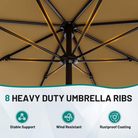 AreShark khaki canopy offers broad sun protection for decks.