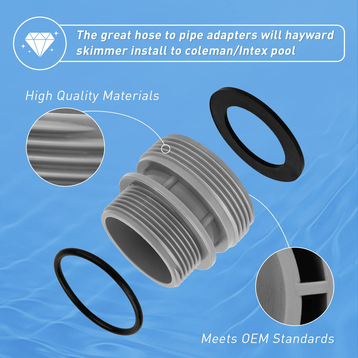 Includes O-rings and Teflon tape for leak-resistant connections.