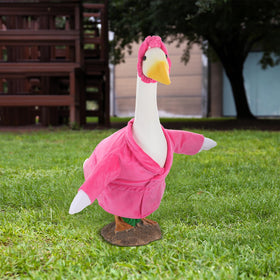 Arrowbash 23-inch goose outfit pink bathrobe on statue