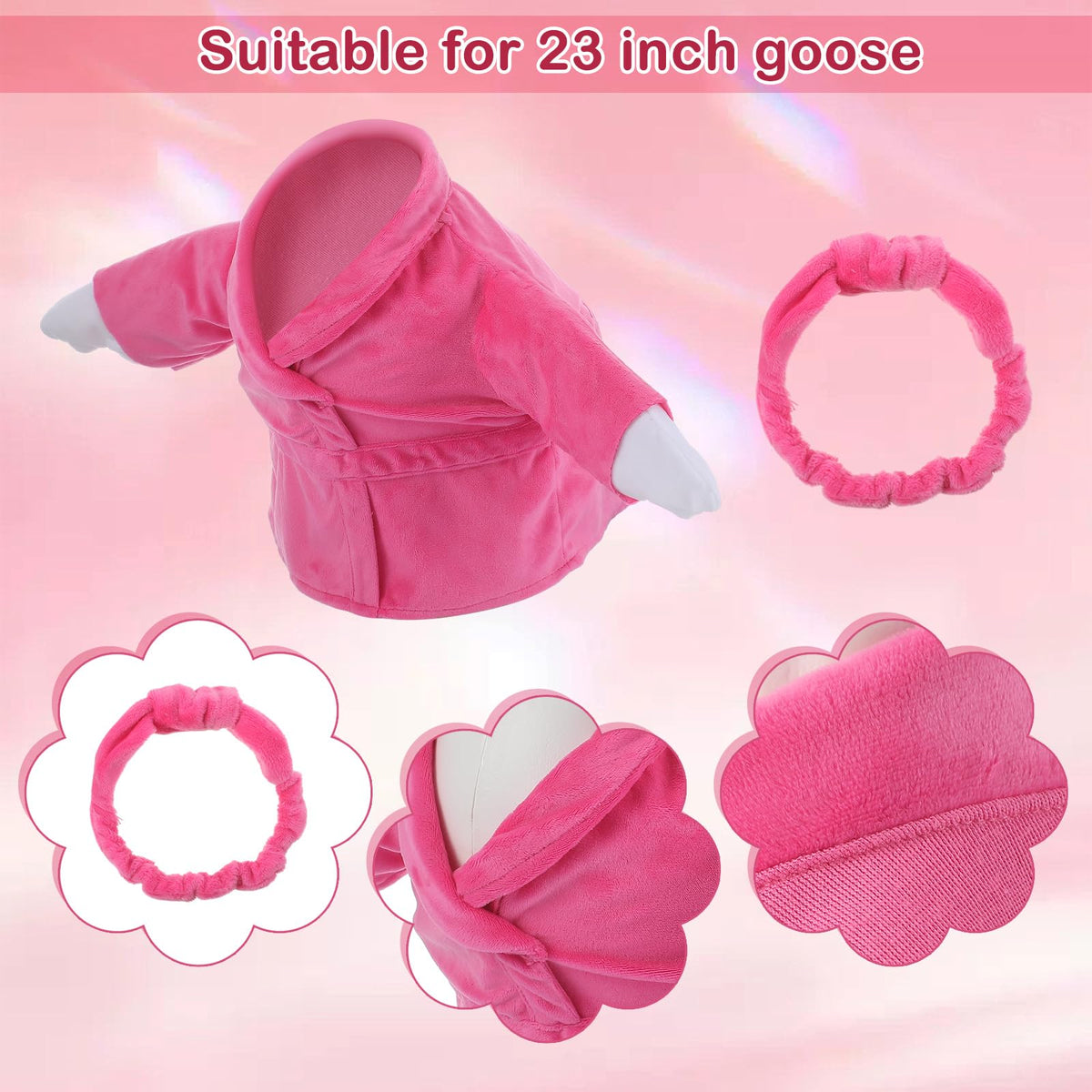 Arrowbash pink headband on goose statue adds whimsy