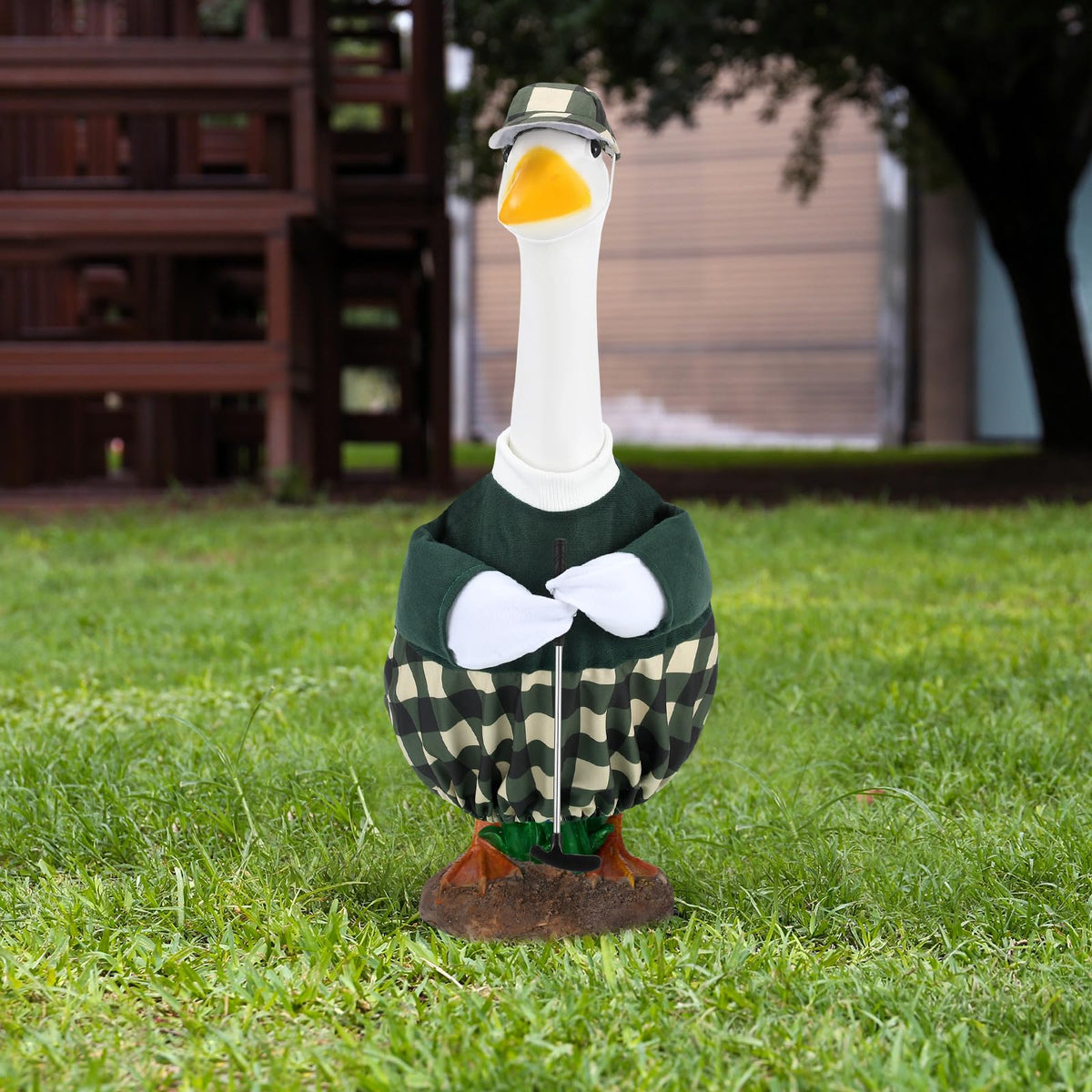 Arrowbash goose pins add colorful accents to your outdoor display.