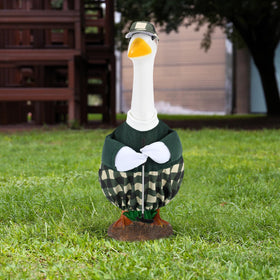 Arrowbash goose pins add colorful accents to your outdoor display.