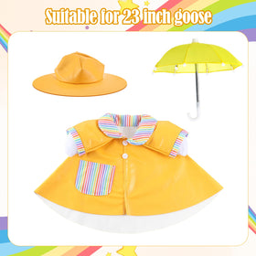 Arrowbash yellow raincoat on a 23-inch goose statue for sunny yard charm