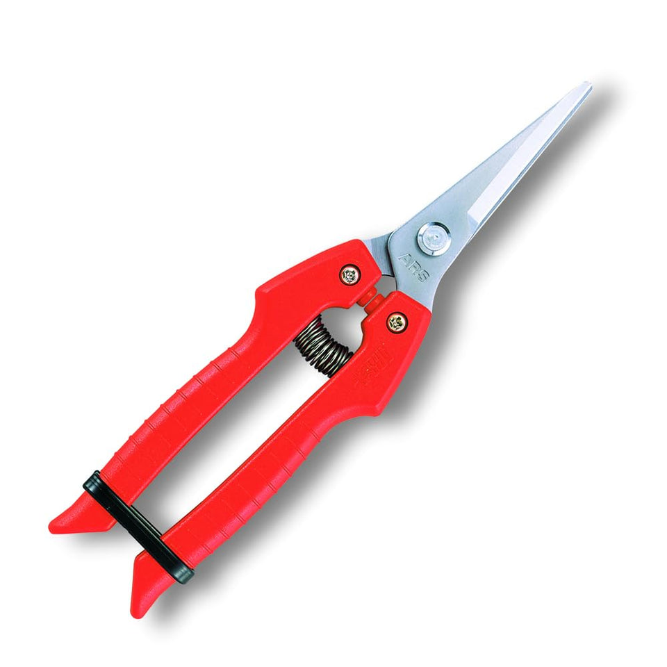 ARS Needle Nose Pruner HP-SE45 orange blade close-up showing precise cutting edge.