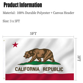 ARSOF California flag outdoor indoor versatile use for boats cars and patios.