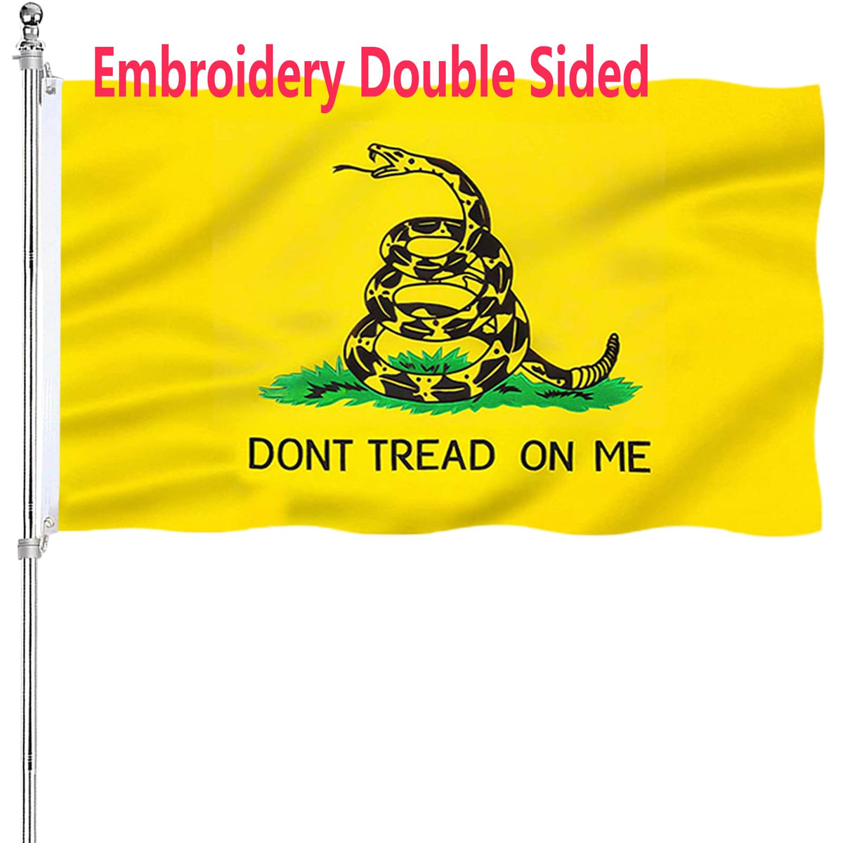 ARSOF Dont Tread On Me flag front embroidery shows vivid colors and durable fabric.