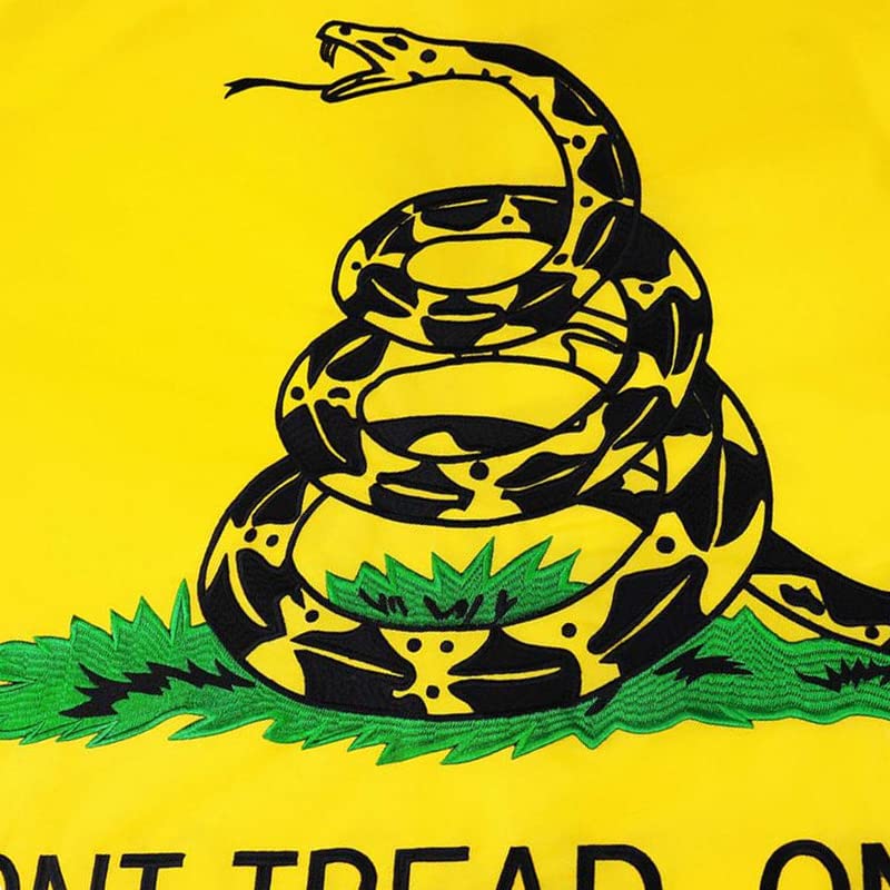 ARSOF Dont Tread On Me flag heavy-duty header keeps hanging secure in wind.