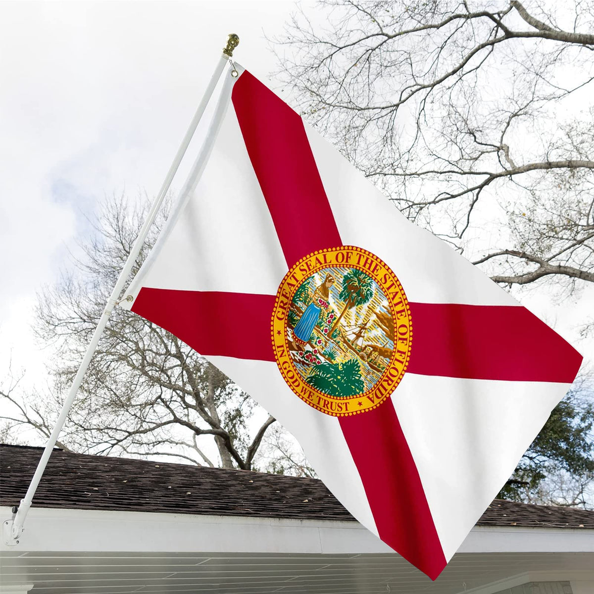ARSOF Florida flag with brass grommets supports easy mounting outdoors.