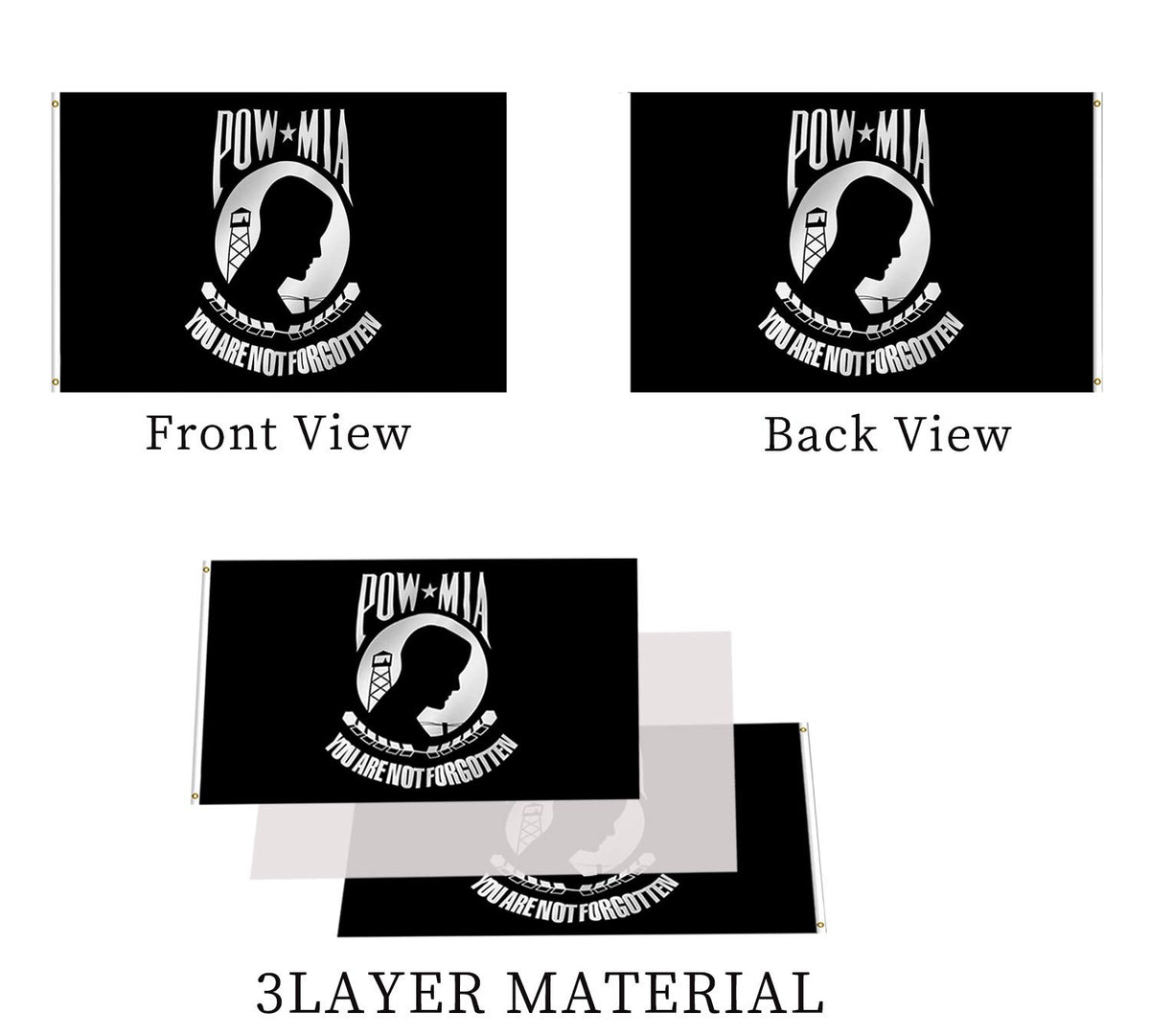 ARSOF Pow Mia flag polyester fabric for long lasting use