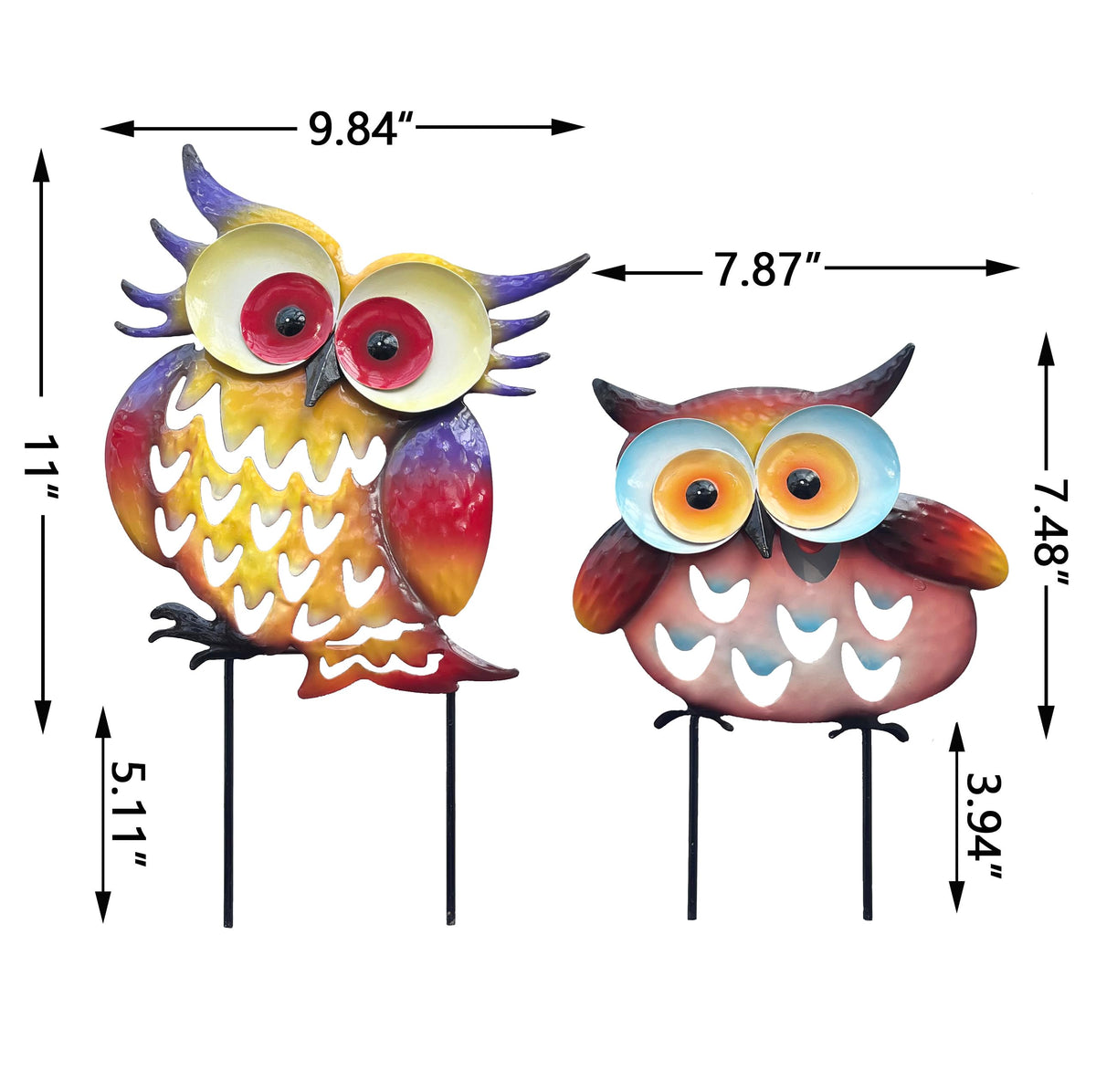 ARTCOS colorful owl silhouette in 25x28 cm for garden display.