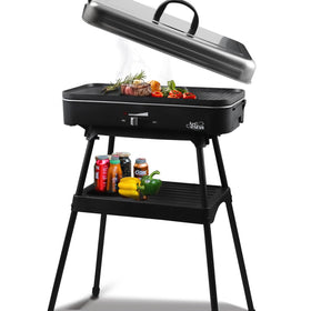 Artestia 1800W grill lid in view for precise heat and smoke-free cooking.