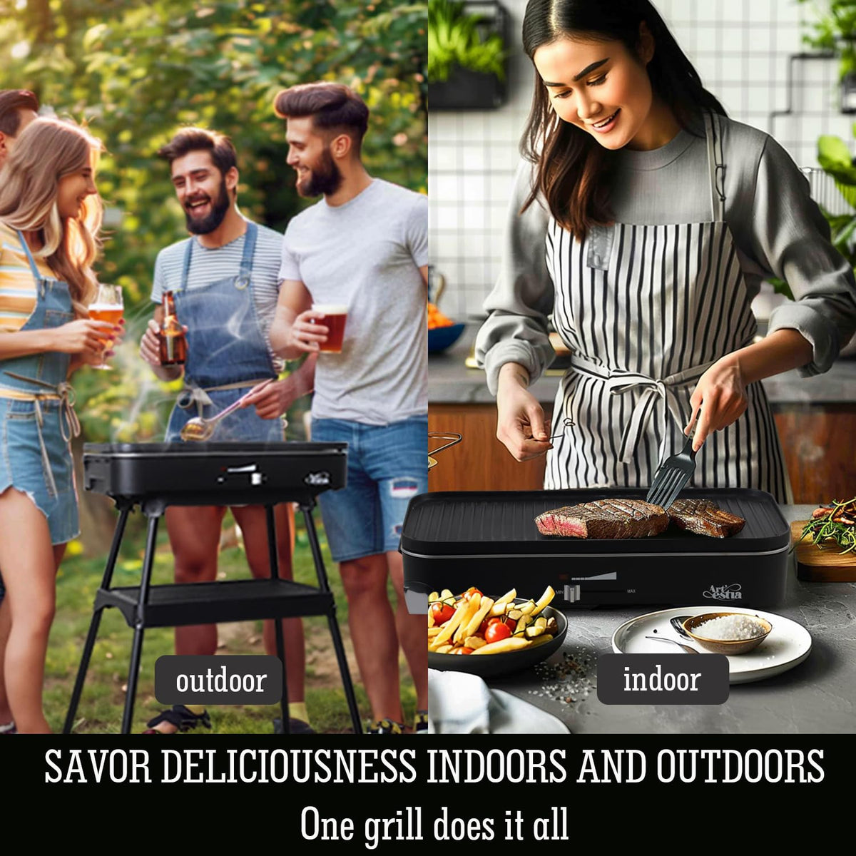 Artestia smokeless grill on balcony for convenient outdoor meals.