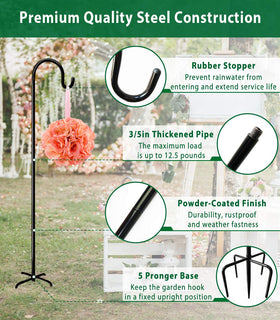 Artibear five-prong base provides stable support for outdoor hanging arrangements.