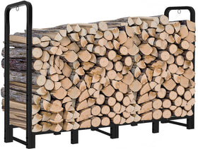 Artibear 8ft outdoor firewood rack side view shows durable storage for long-lasting wood organization.