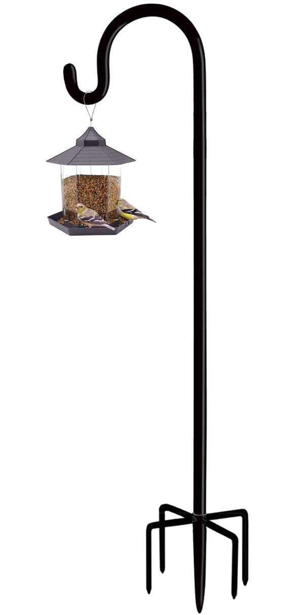 Artibear adjustable shepherd hook stand shown at full height for bird feeders and decor.