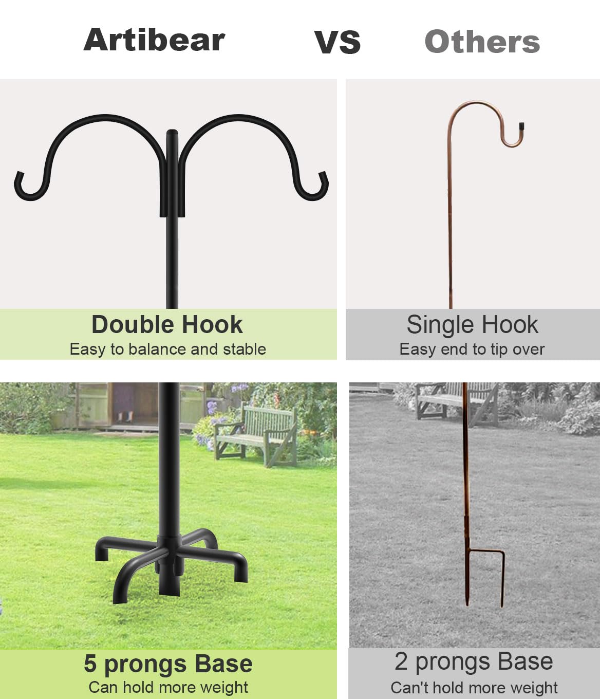 Artibear extensions show four 15.7-inch pieces enabling adjustable height for garden displays.
