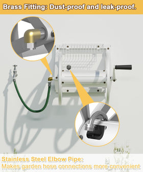 Artigarden 125 ft hose capacity reel keeps long hoses neatly stored.
