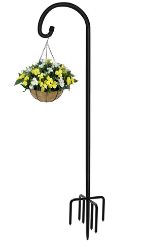 Artigarden 92-inch shepherd hook with 7-prong base offers stable outdoor support.