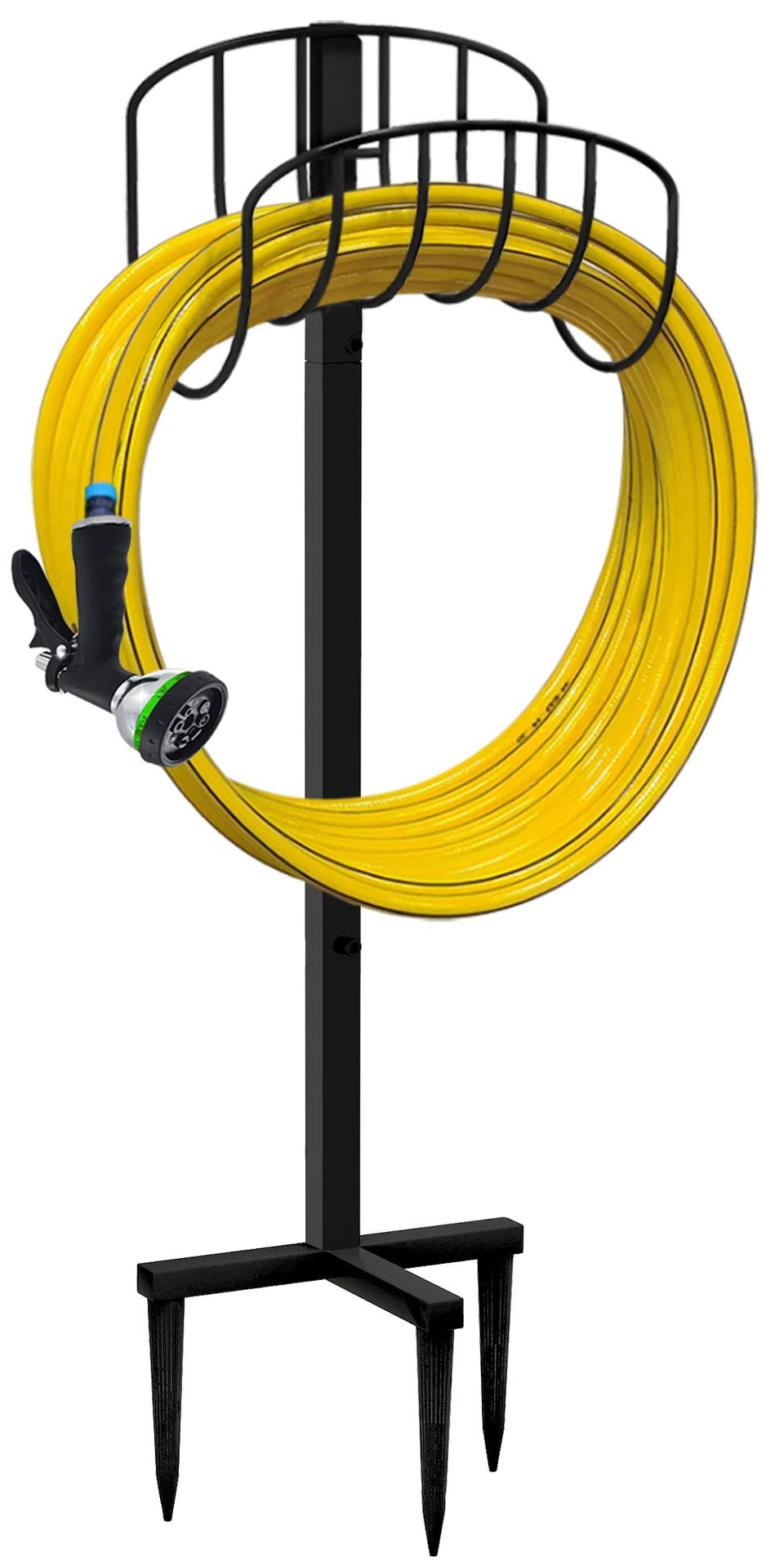 Artigarden freestanding hose holder stand keeps hoses off the ground for cleaner yards.