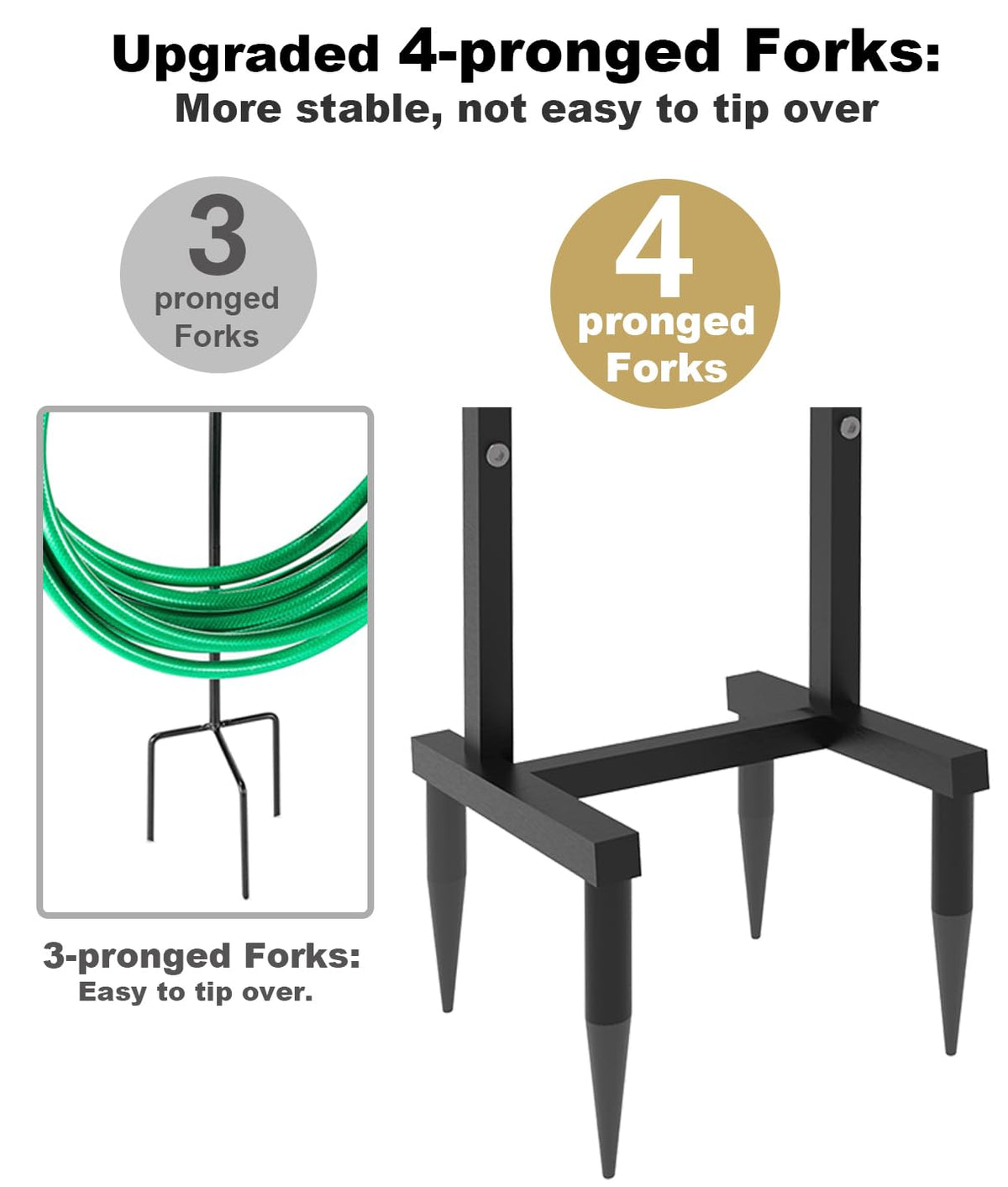 Artigarden freestanding hose rack saves space in any yard corner.