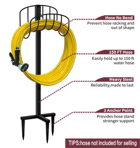 Artigarden heavy-gauge steel hose holder offers durable outdoor storage.