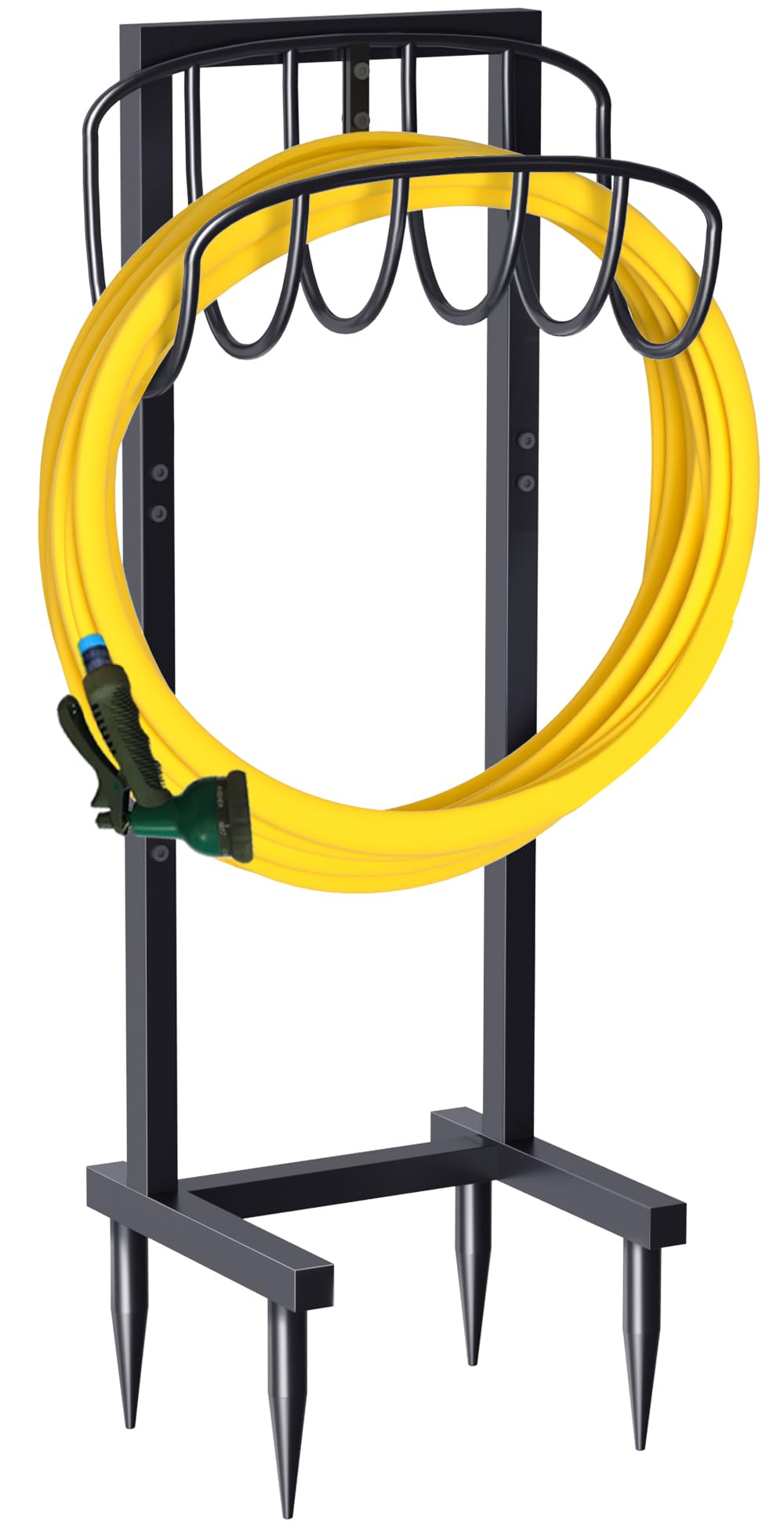 Artigarden four-pronged hose holder securing long hoses neatly.