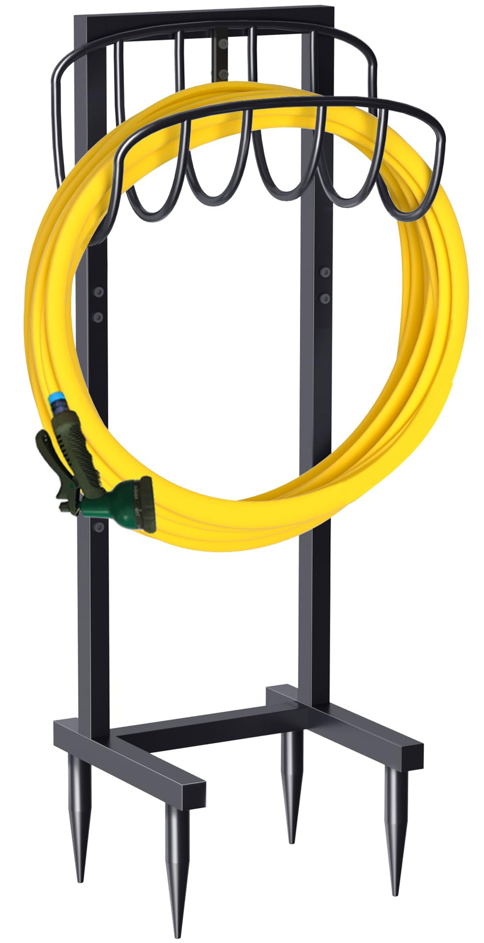 Artigarden four-pronged hose holder securing long hoses neatly.