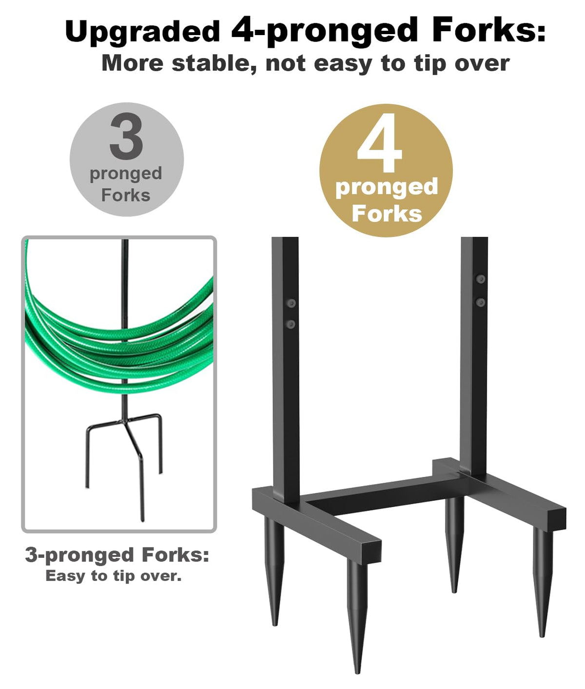 Artigarden freestanding unit saves space with vertical hose storage.