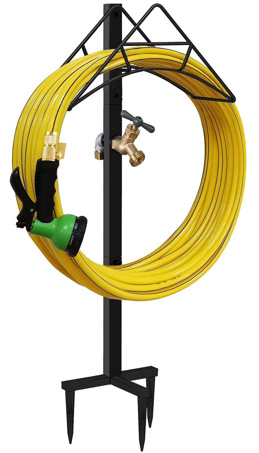 Artigarden hose holder stand with brass spigot for convenient outdoor watering access.