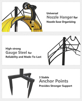 Artigarden hose holder stand in garden scene, ready for yard organization.