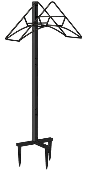 Artigarden heavy-duty metal hose rack keeps long hoses neatly elevated and protected