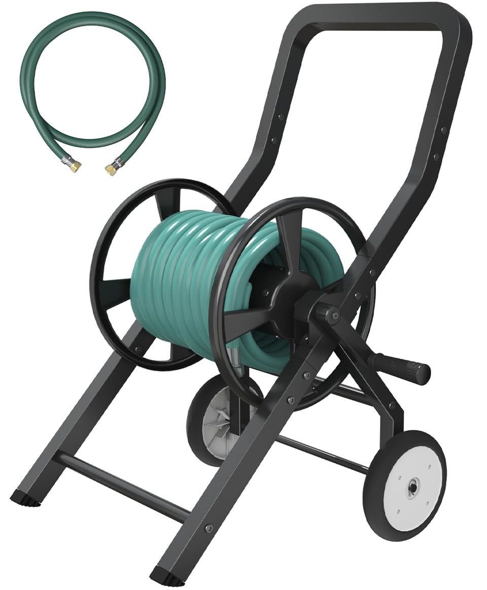 Artigarden hose reel cart showing 125 ft capacity for extended watering sessions
