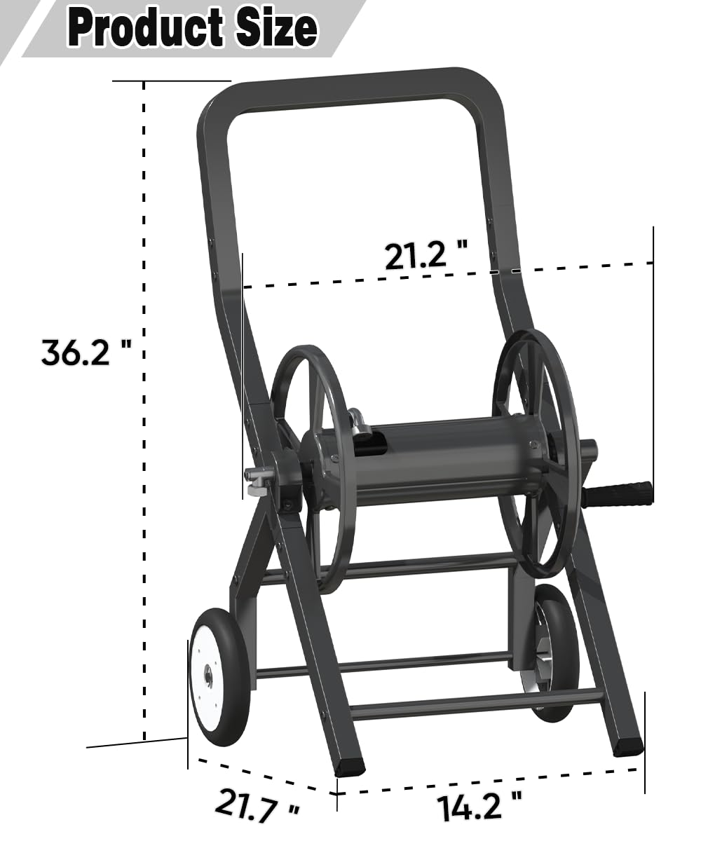 Artigarden hose reel cart featuring a non-slip handle for easy winding