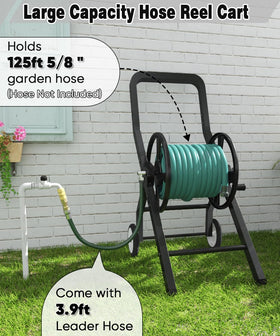 Artigarden hose reel cart in powder-coated steel finish for outdoor use