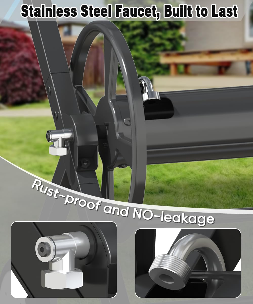 Artigarden hose reel cart highlighting stainless steel fittings for durability