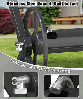 Artigarden hose reel cart highlighting stainless steel fittings for durability