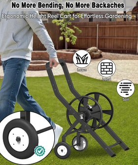 Artigarden hose reel cart with wheels for easy yard mobility