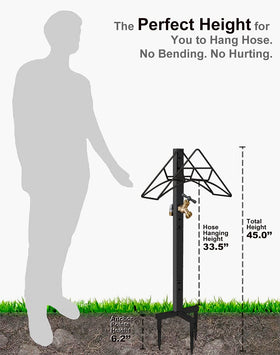 Artigarden large-hose capacity stand designed for hoses up to 150 feet.