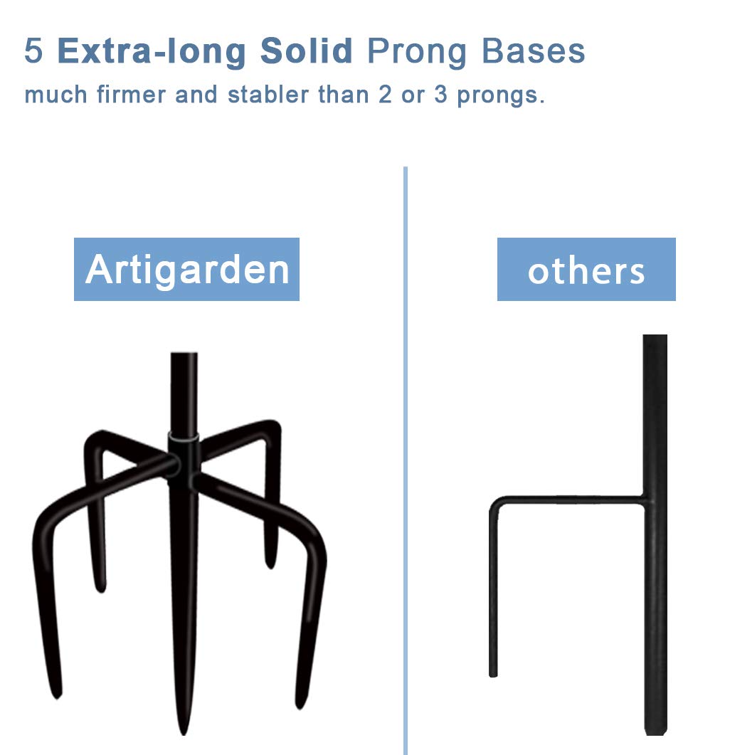 Artigarden matte-black hanging stand for lanterns, feeders, and seasonal decor.