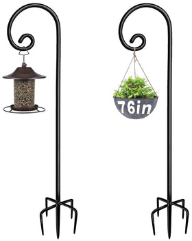 Artigarden outdoor shepherd hooks 76-inch with five-prong base for stable bird feeders.