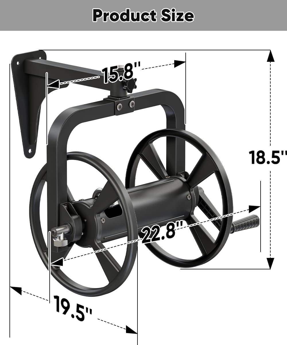 Artigarden hose reel with 165 ft capacity demonstrates organized storage.