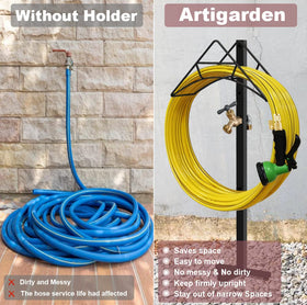 Artigarden rustproof metal hose stand with protective coating for outdoor durability.