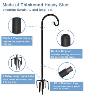 Adjustable height enables versatile placements for bird feeders and lanterns.