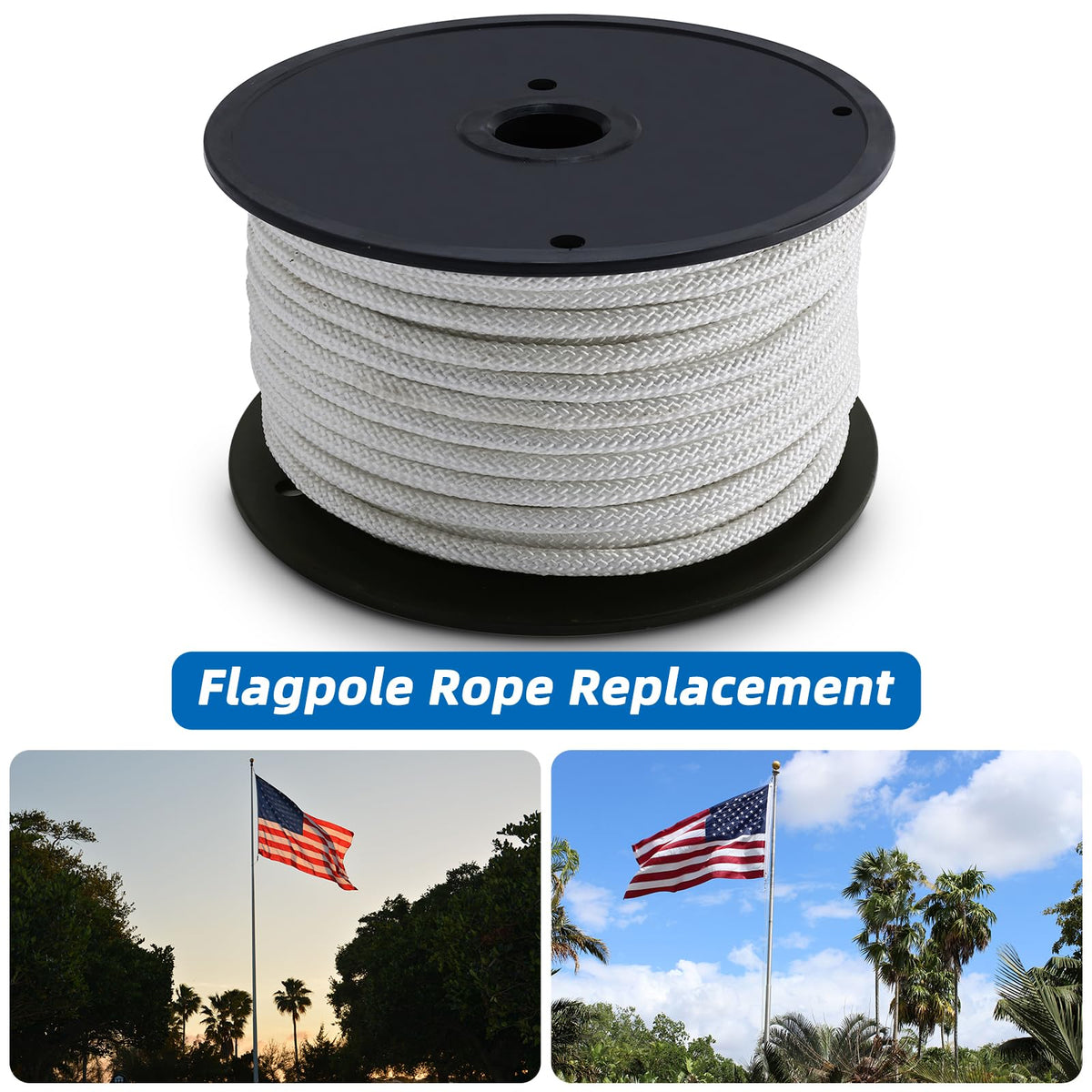 Artilife 5/16 inch rope suited for residential flagpoles.