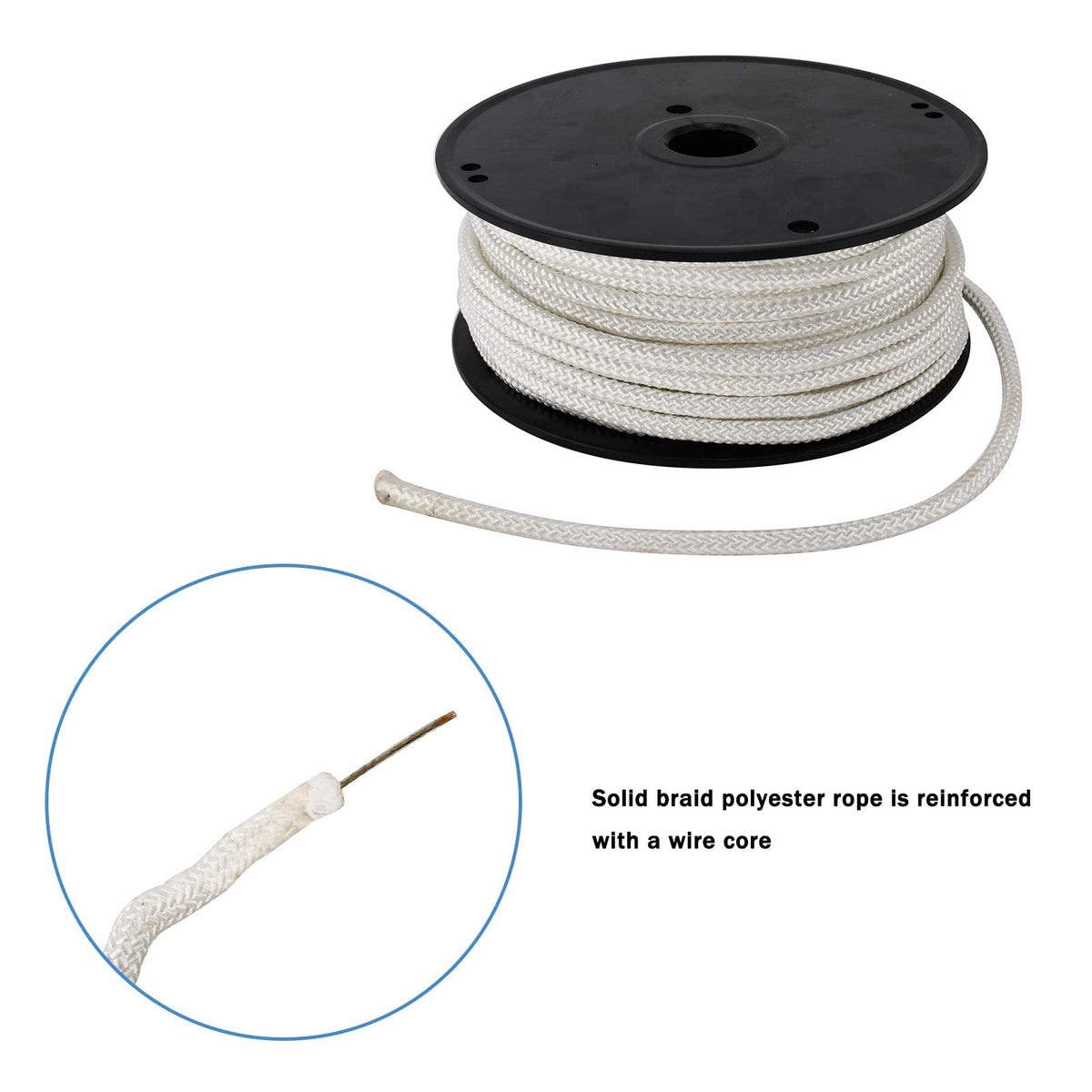 Artilife wire-center rope shows sturdy 8mm core for reliable halyards.