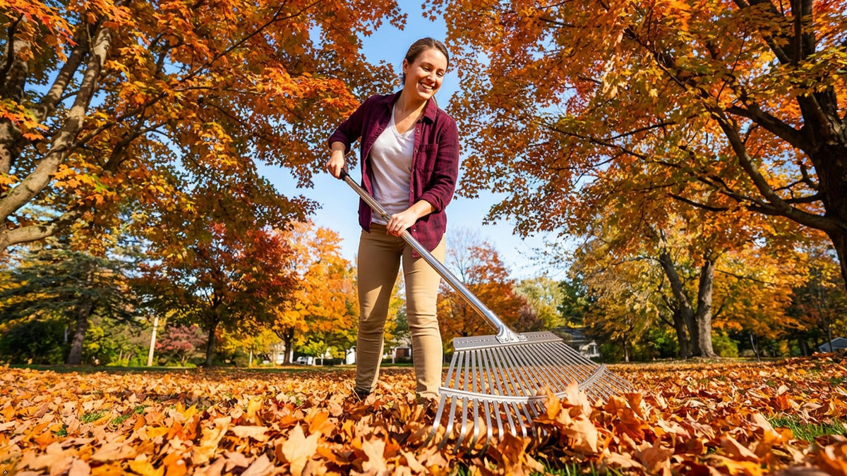 ARTIPOLY ergonomic all-in-one rake for lawns, beds, and soil leveling