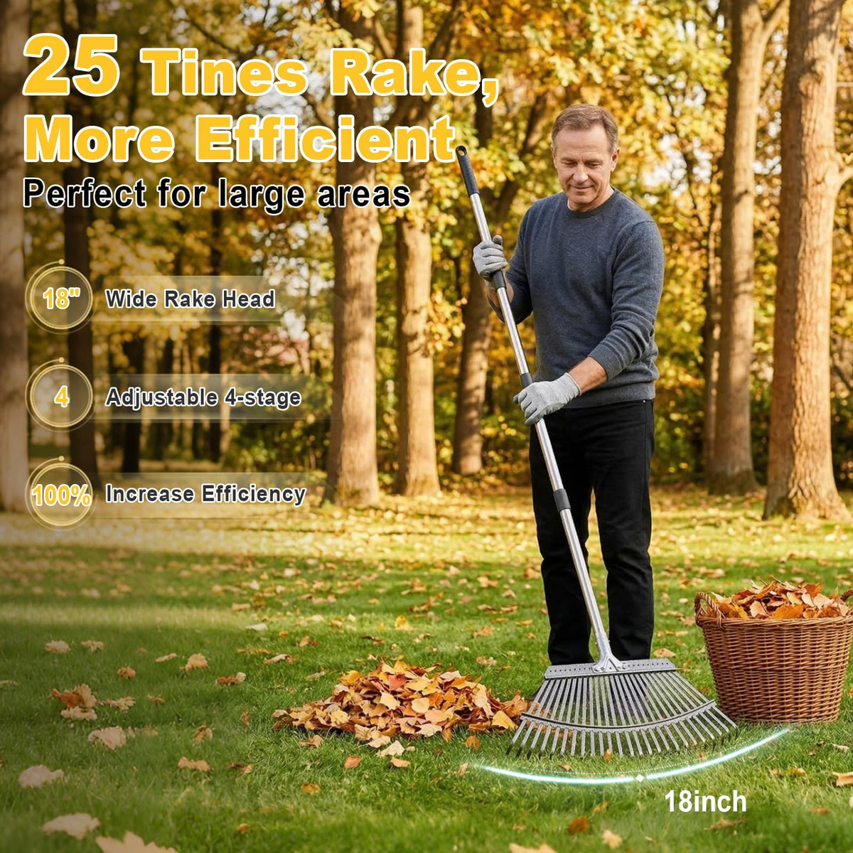 ARTIPOLY heavy-duty steel rake with reinforced center brace for tough jobs