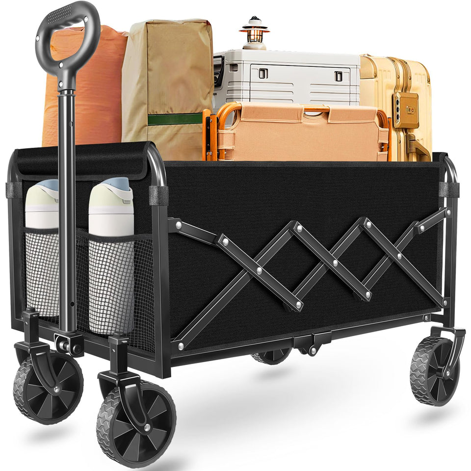 ARTIST'S DREAM foldable wagon folded for compact storage in the car trunk